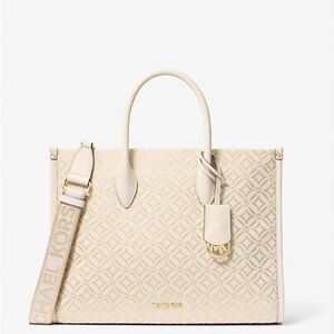 Michael Kors  Mirella Medium Metallic Logo Jacquard Tote